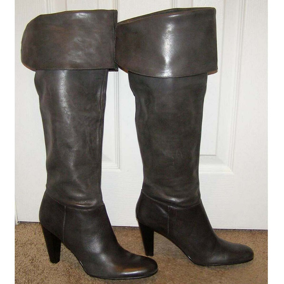 Over the Knee Calvin Klein sz 9 Gray Leather Boots - Picture 3 of 11